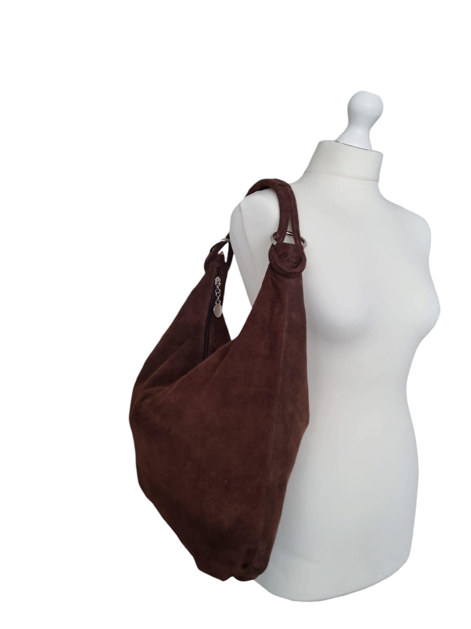 Real Suede Leather Oversize Brown Slouch Bag Chocolate Brown