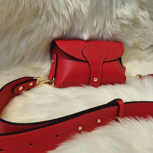 Real Leather Red Bag Red Crossbody bag Red Shoulder bag Red Party Bag With Wide Adjustable Strap-Gold Hardware Christmas gifts for her