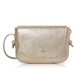 Gold Leather Bag Gold Crossbody bag Gold Shoulder bag Gold Party bag With Adjustable Strap-Gold Hardware