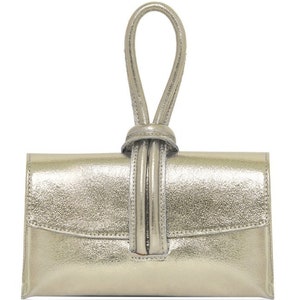Loop Lock Clutch Bag Metallic Real Leather Gold Clutch Bag Gold Party Bag Silver Clutch bag Gold Evening Bag Silver Party Bag Wedding Bag