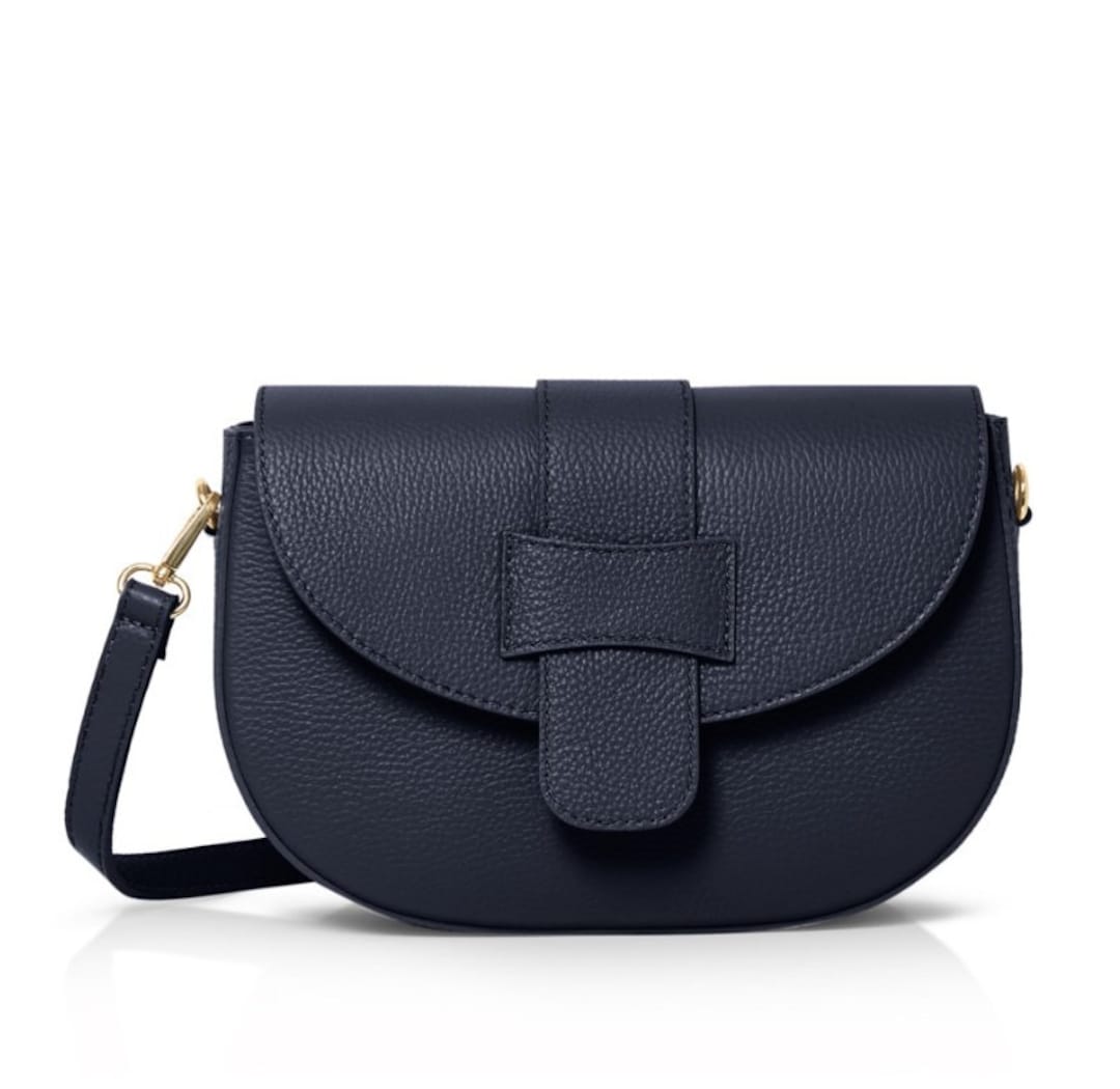 Real Leather Navy Crossbody Bag Navy Shoulder Bag Navy Designer Style