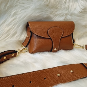 Echtleder Braun Umhängetasche Braun Schultertasche Tan Designer Style Tasche mit langem Lederband -Gold Hardware Weihnachtsgeschenke für sie