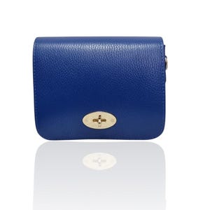 Real Grain Leather Royal Blue Crossbody bag Blue Shoulder bag Minimalist Everyday bag Royal Blue Leather Handbag Party Bag Gifts for her