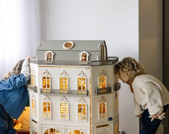 Paris Dollhouse – A Tale of Parisian Magic | Fully Furnished Handmade Wooden Dollhouse | Creative Gift for Kids