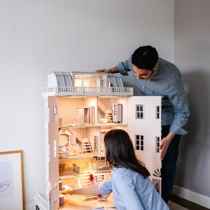 a wooden dollhouse