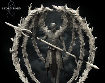 Oros Angel of Destruction - Miniature - D&D - Pathfinder - Tabletop RPG - Stormborn Collectible - Ready to paint - Human - Figurine Model