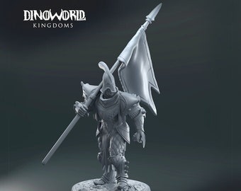 Human lancer - Banner Bearer - Dinoworld - 32 mm miniature - D&D - Pathfinder - Tabletop RPG