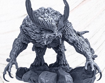 Titancrest Owlbear - Large Miniature - D&D - Pathfinder - Tabletop RPG - Stormborn Collectible - Ready to paint - Creature - Figurine Model