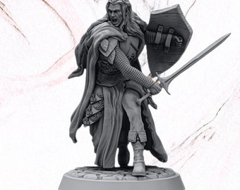Elven Warrior - Fighter - 32mm miniature - High detail 8k - DnD - Pathfinder - TTRPG Stormborn Collectibles -