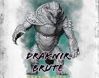 Draknir Brute | 32 mm Miniature | DnD | Pathfinder | TTRPG | 8k printed | Forged Path Miniatures | Monster | Creature | Lizardfolk