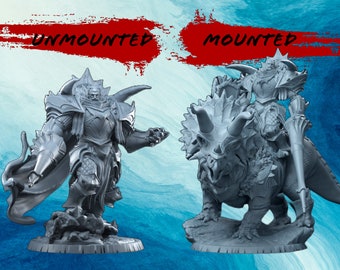Knight  Commander Ceratops - Lancer - Hero - Dinoworld - 32 mm miniature - D&D - Pathfinder - Tabletop RPG