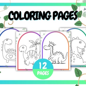 Printable Coloring Pages For Kids | Dinosaurs Coloring | 12 Pages | Digital Download | Coloring Sheets | Homeschool / Preschool