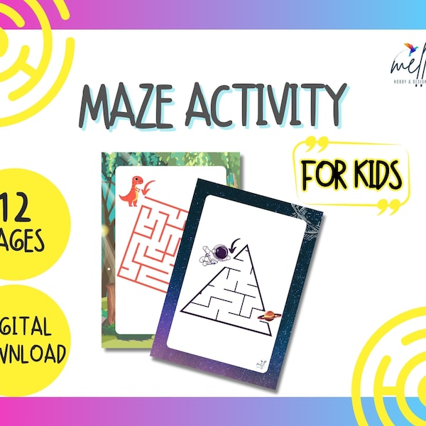 Printable Maze Activities For Kids | 12 PAGES | Digital Download | Preschool Learning Games Activities