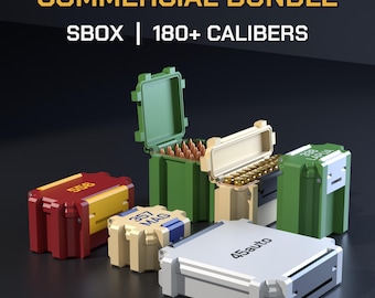 Ammo Box Bundle SBOX - Commercial License, 180+ Calibers, STL and 3MF Files to 3D Print and Sell