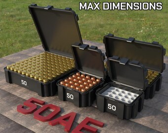 Digital STL file 50 AE Ammo Box, 3D Printable ABOX Ammunition Storage, 50 Action Express