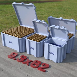 Digital STL file ABOX Ammo box 9.3x62 mm Mauser ammunition storage ammo crate 9.3x62mm