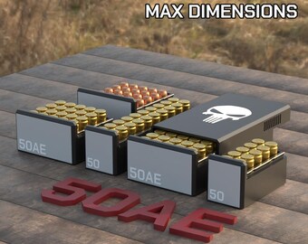 Digital STL file 50 AE Ammo Box, 3D Printable BBOX Ammunition Storage, 50 Action Express