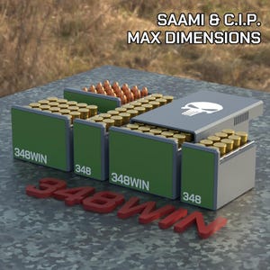 Digital STL file .348 Win. Ammo Box, 3D Printable BBOX Ammunition Storage