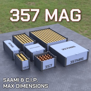 Fichier STL numérique d'une boîte à munitions .357 Magnum, boîte de rangement de munitions DBOX imprimable en 3D