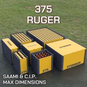 Digital STL file 375 Ruger Ammo Box, 3D Printable DBOX Ammunition Storage