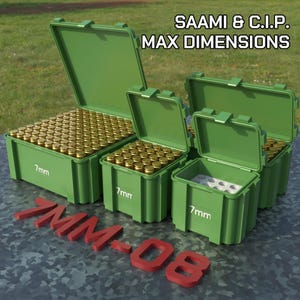 Digital STL file 7mm-08 Remington Ammo Box, 3D Printable ABOX Ammunition Storage