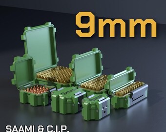 Digital STL file 9mm Ammo Box, 3D Printable SBOX Ammunition Storage