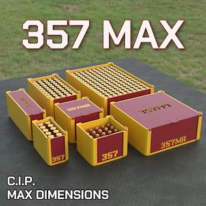 Digital STL file .357 Remington Maximum Ammo Box, 3D Printable DBOX Ammunition Storage, 357 Max