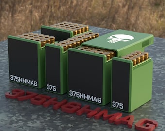 Digital STL file BBOX Ammo box 375 H&H Magnum ammunition storage ammo crate 375 Holland and Holland