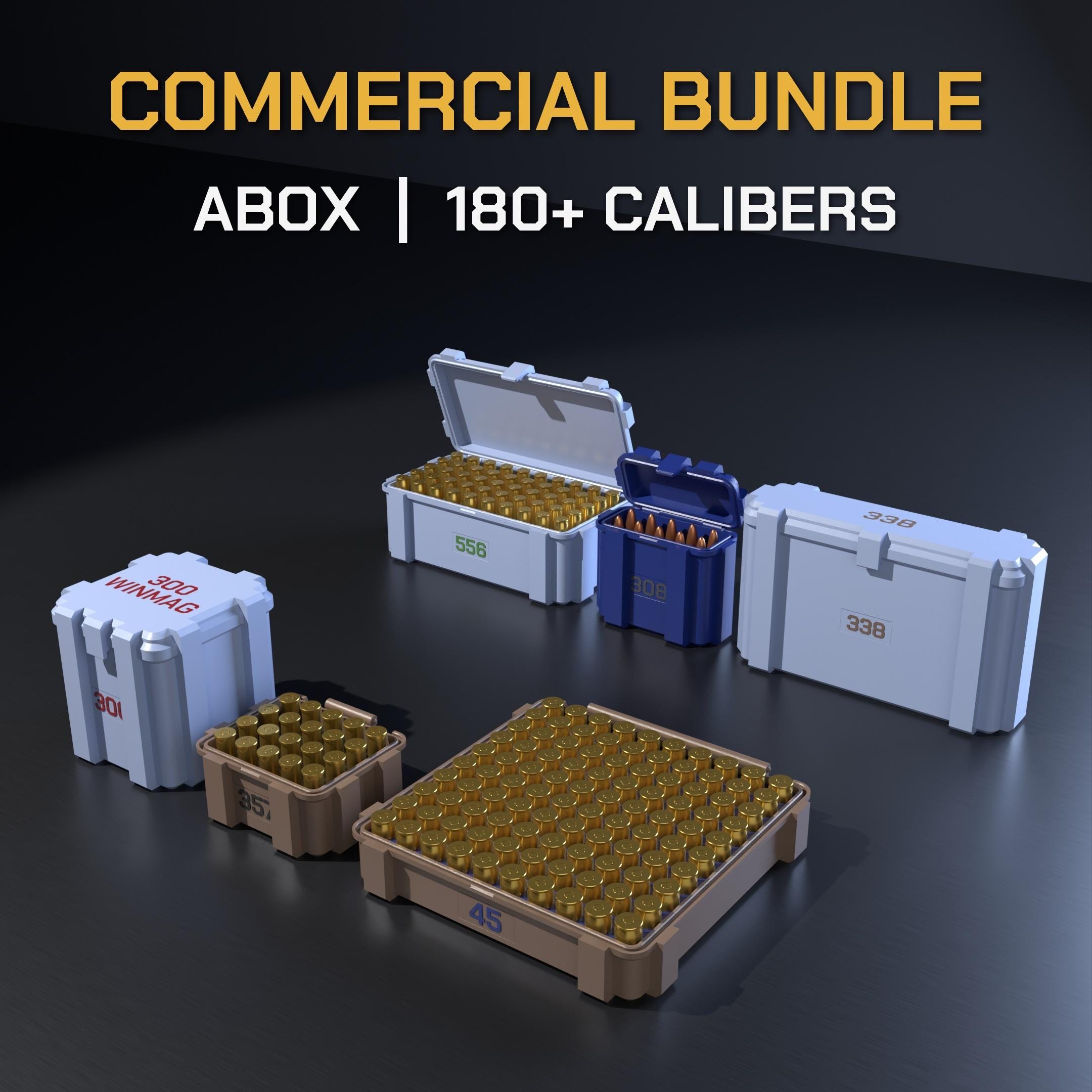 Ammo Box Bundle ABOX - Commercial License, 180+ Calibers, STL and