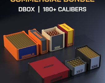 Ammo Box Bundle DBOX - Commercial License, 180+ Calibers, STL and 3MF Files to 3D Print and Sell