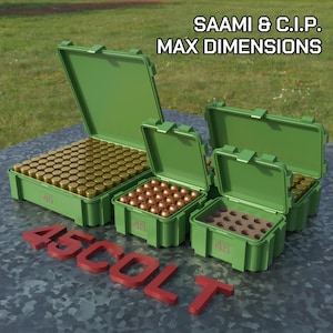 Arquivo STL digital para caixa de munição Colt 45, modelo ABOX para impressão 3D.