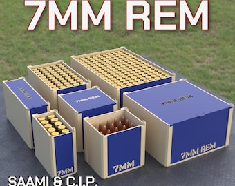 Digital STL file 7mm Rem Mag Ammo Box, 3D Printable DBOX Ammunition Storage