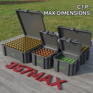 Digital STL file .357 Remington Maximum Ammo Box, 3D Printable ABOX Ammunition Storage, 357 Max