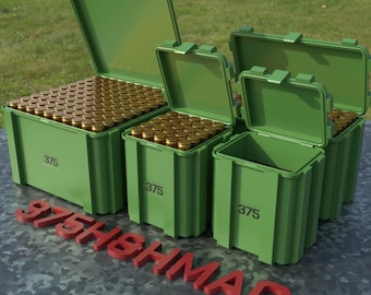 Digital STL file ABOX Ammo box 375 H&H Magnum ammunition storage ammo crate 375 Holland and Holland