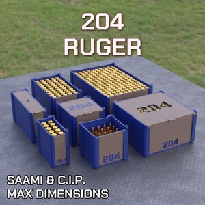 Fichier STL numérique pour boîte à munitions Ruger 204, boîte de rangement de munitions DBOX imprimable en 3D