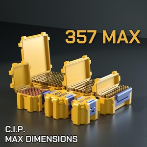 Digitaal STL-bestand voor een .357 Remington Maximum munitiekist, 3D-printbare SBOX munitieopslag, 357 Max