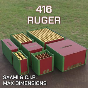 Digital STL file .416 Ruger Ammo Box, 3D Printable DBOX Ammunition Storage