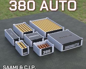 Digital STL file 380 ACP Ammo Box, 3D Printable DBOX Ammunition Storage, 380 auto