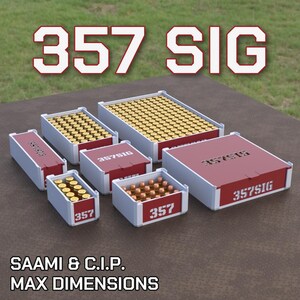 File digitale STL per scatola porta munizioni calibro 357 SIG, contenitore per munizioni DBOX stampabile in 3D.