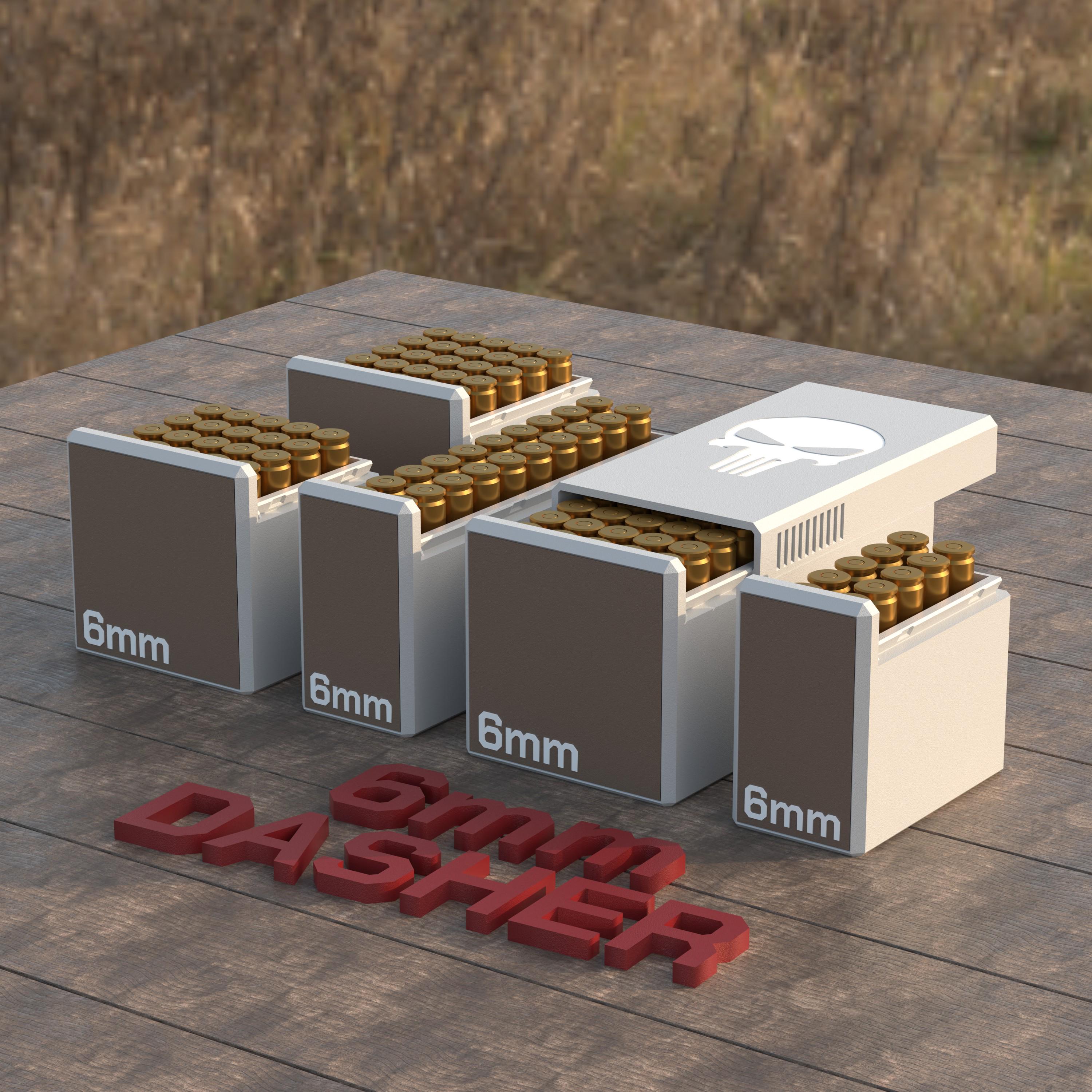 ammo CD6枚組 Digital STL File Ammo Box 6mm Dasher Ammunition Storage Ammo