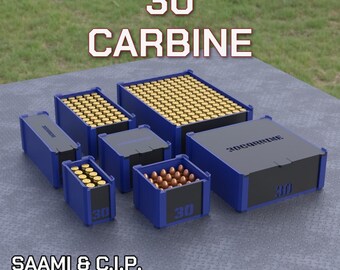 Digital STL file 30 Carbine Ammo Box, 3D Printable DBOX Ammunition Storage, 7.62x33mm