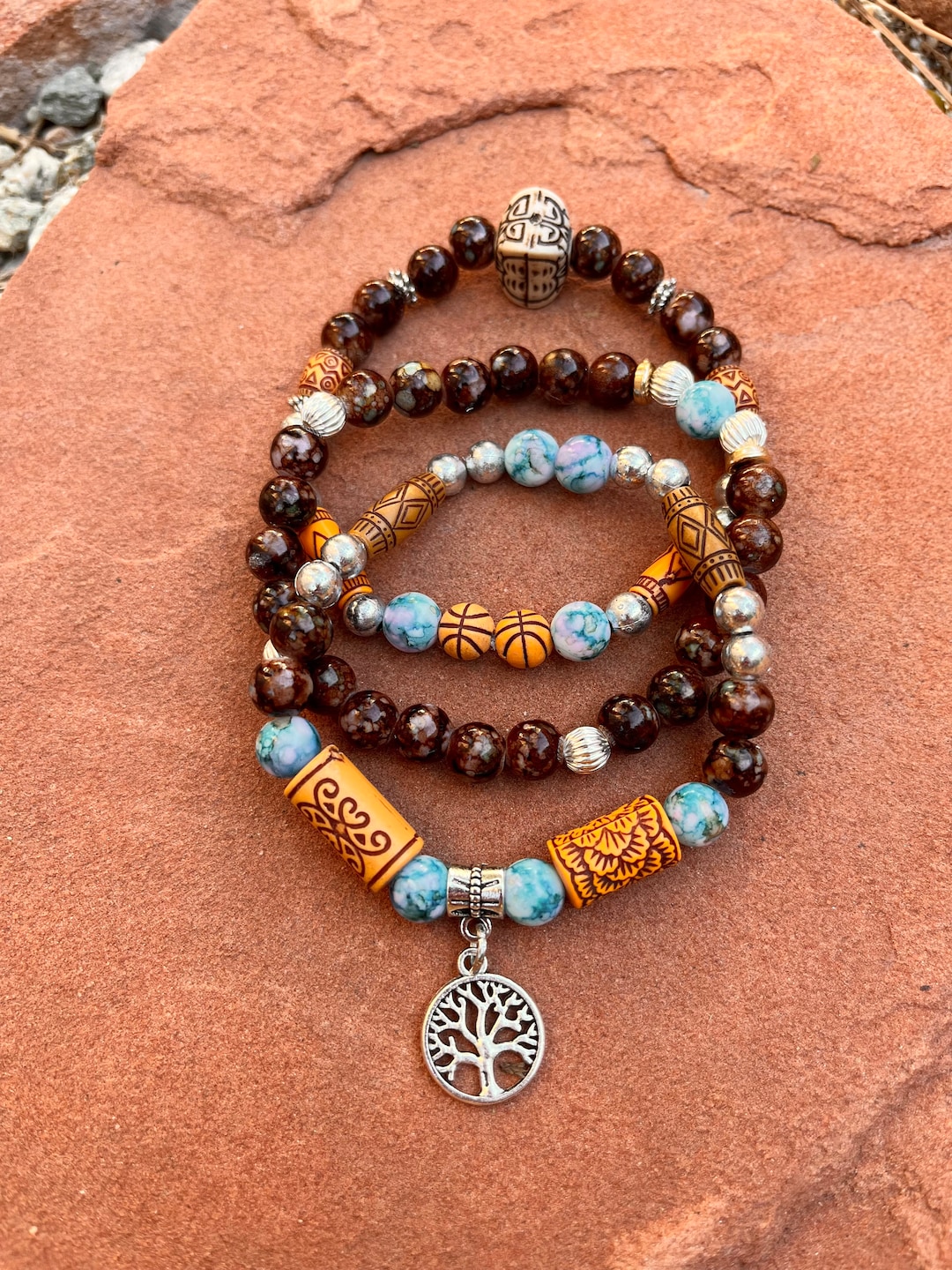 Tree of Life Bohemian Charm Bracelet Set - Etsy
