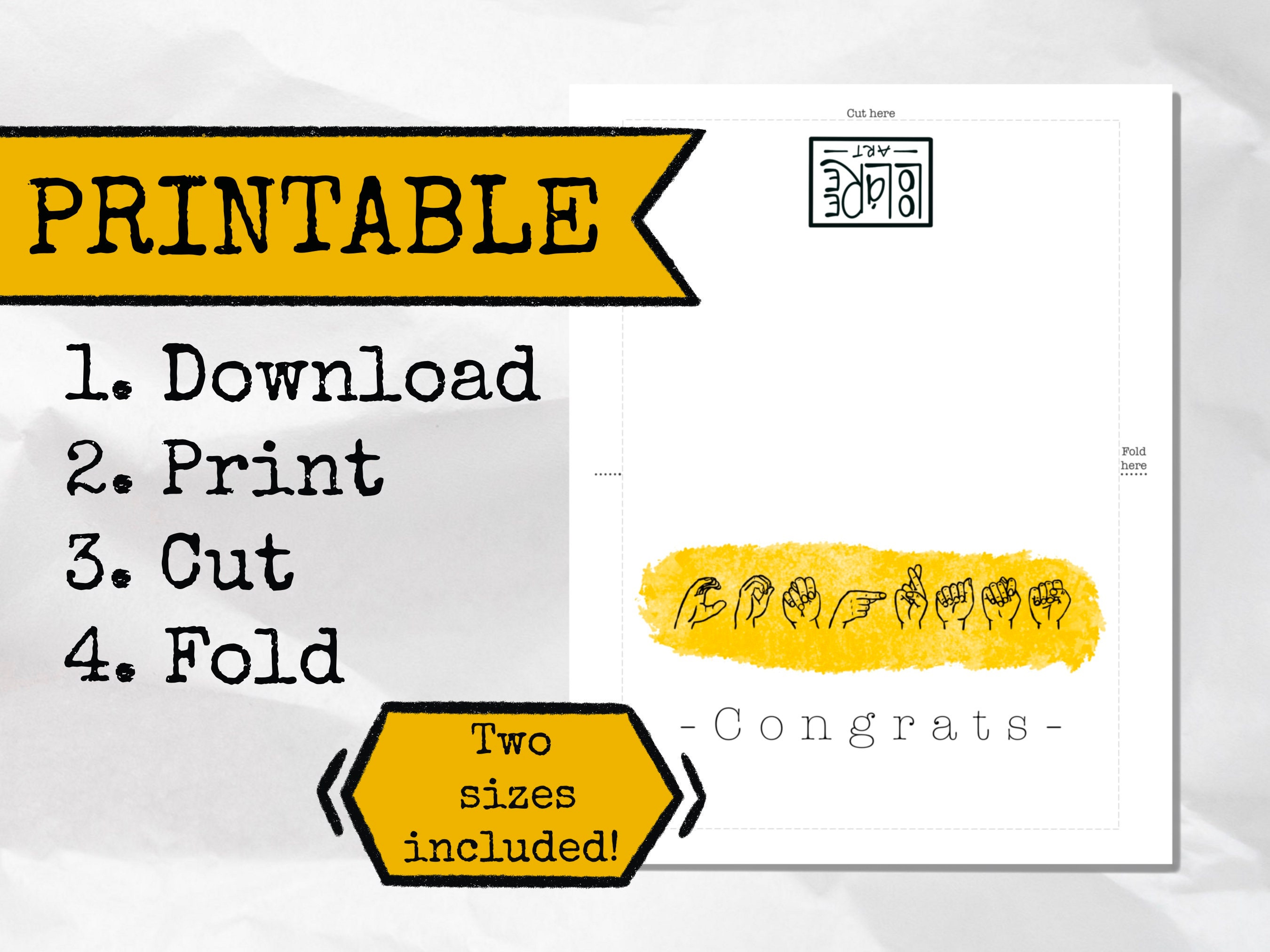 Congratulations Sign Language Printable Congratulations Card, American Sign Language, Digital ...