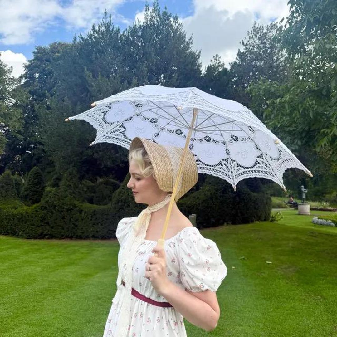 Lace Umbrella Vintage Victorian White Manual Opening Wedding Edwardian Renaissance Fair Ren Fair - Etsy UK