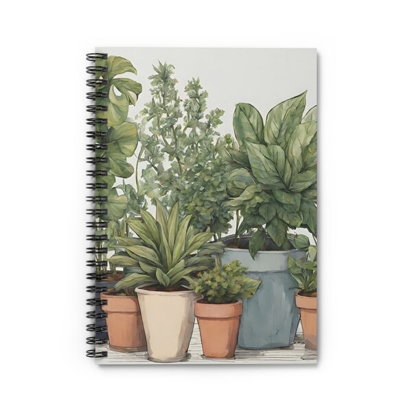 Garden Themed Spiral Notebook - Ruled Line, Gift for Gardner, Garden Journal, Houseplant Notebook, Housewarming Gift, Plant Lover Journal