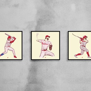 Professional Baseball Player Print Set (3)