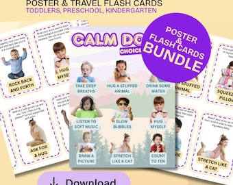 Calm Down Corner Poster & Flash Cards: Toddler Emotions, Montessori SEL (Digital Download)