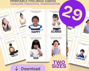 Tarjetas didácticas Montessori sobre emociones: Herramienta de aprendizaje de sentimientos realistas (Descargar PDF)
