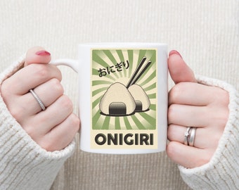 Onigiri Retro Mug (330ml/11oz), taza de anime, taza amante del ramen, onigiri, taza retro, taza japonesa, comida japonesa