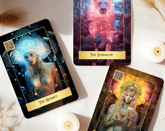 Tarot deck with QR Code, 78 Tarot cards with guidebook, Unique oracle cards, Complete beginner tarot, Daydream tarot deck